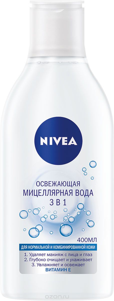 Мицеллярная вода 3в1 Смягчающая для нормальной и комбинированной кожи, Nivea, 400 мл