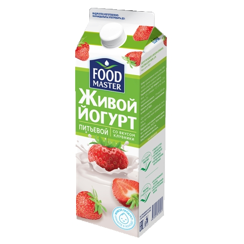 Йогурт питьевой со вкусом клубники 2% (тетрапак), FoodMaster, 900 гр