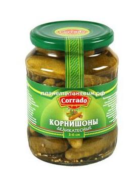 Корнишоны деликатесные 3-6 см, Corrado, 680 гр