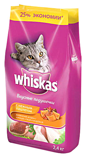 Сухой корм для кошек с курицей и индейкой, Whiskas, 1,9 кг
