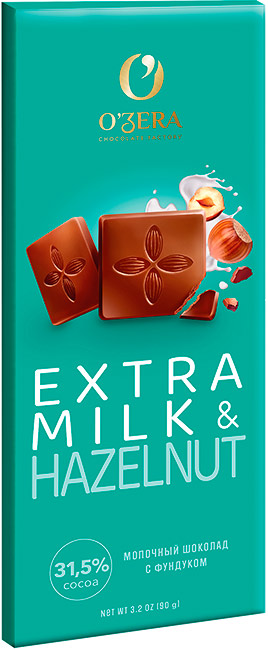 Шоколад «O`Zera» Milk&Extra Hazelnut молочный шоколад с фундуком, Яшкино, 90 гр