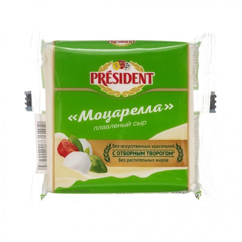 Сыр плавленный Моцарелла (ломтевой), President, FoodMaster, 150 гр