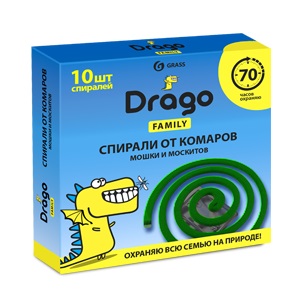 Спирали от комаров, мокрецов и москитов, Drago Grass, 10 шт