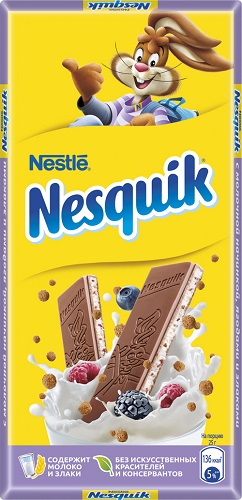 Шоколад молочный с молочной начинкой ягодами и злаками, Nesquik, 100 гр