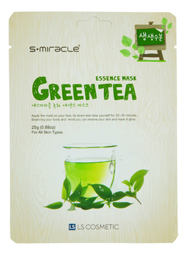 Маска тканевая для лица Green Tea с экстрактом белого чая, LS Cosmetic