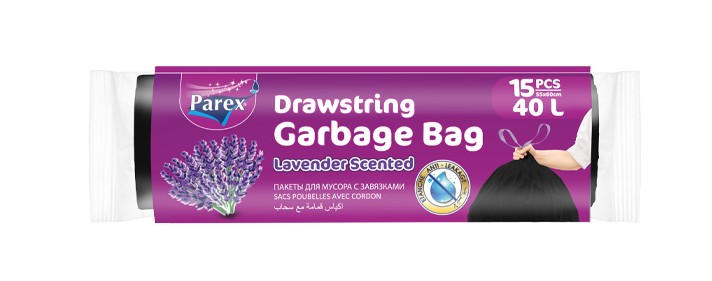 Пакеты для мусора с завязками с запахом Лаванды 40 л, Parex, 15 шт