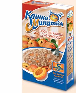 Кашка минутка Хлопья овсяные с абрикосом, 185 гр