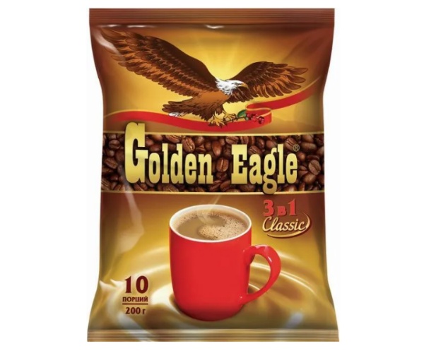 Растворимый кофейный напиток 3в1, Golden Eagle, 1 пакетик