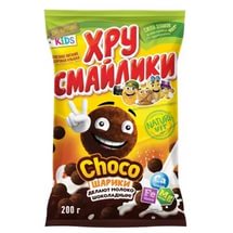 Шарики кукурузные шоколадные Choco, Хру Смайлики, 200 гр.