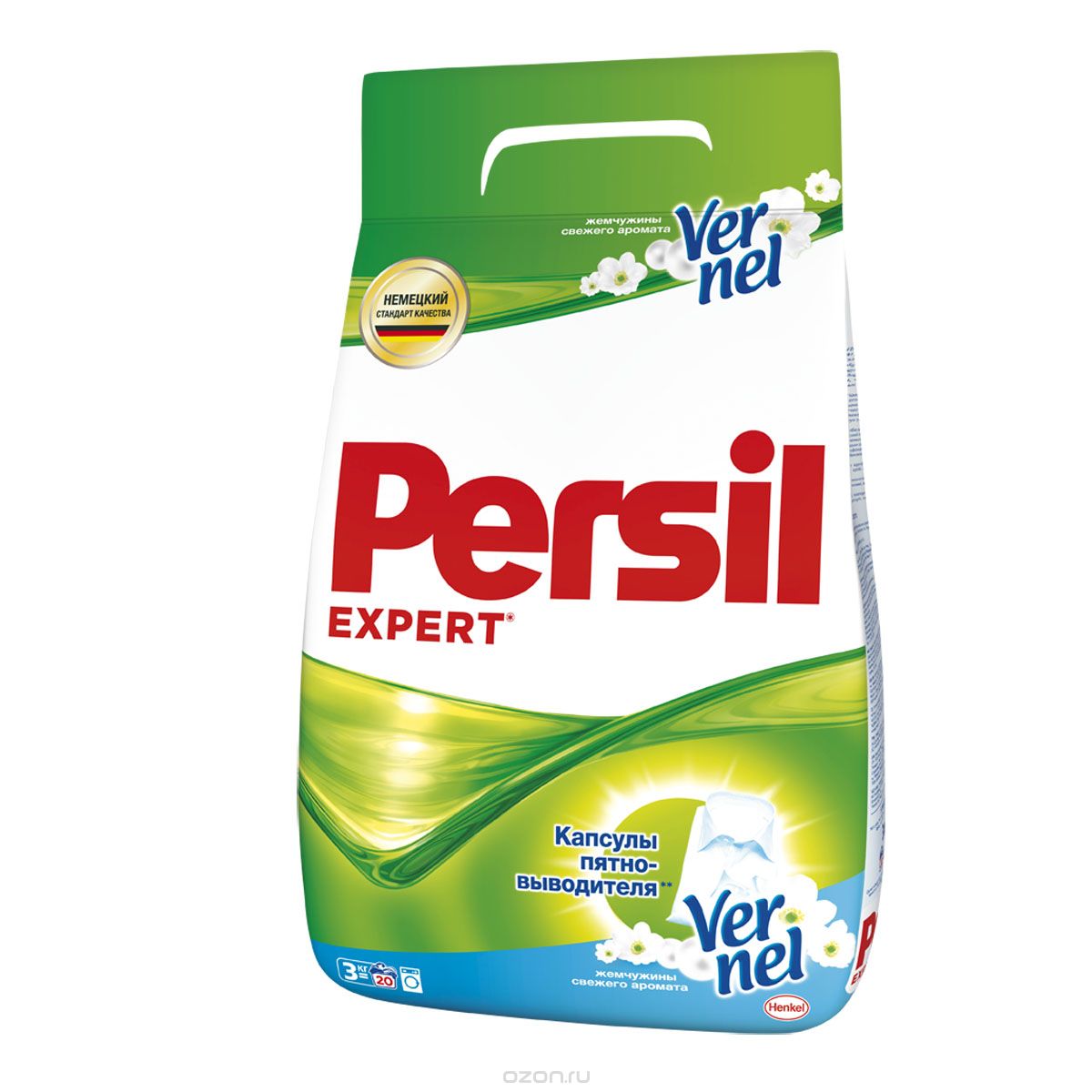 Порошок стиральный автомат с жемчужинами Vernel для белых и светлых тканей, Persil, 3 кг