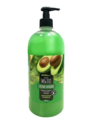Мыло жидкое увлажняющее Спелый авокадо (с дозатором), Aura, 1 л