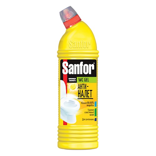 Гель WC для чистки и дезинфекции Лимонная свежесть, Sanfor, 750 гр