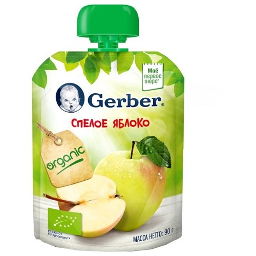 Пюре Спелое яблоко для детей с 4 месяцев, Gerber, 90 гр.