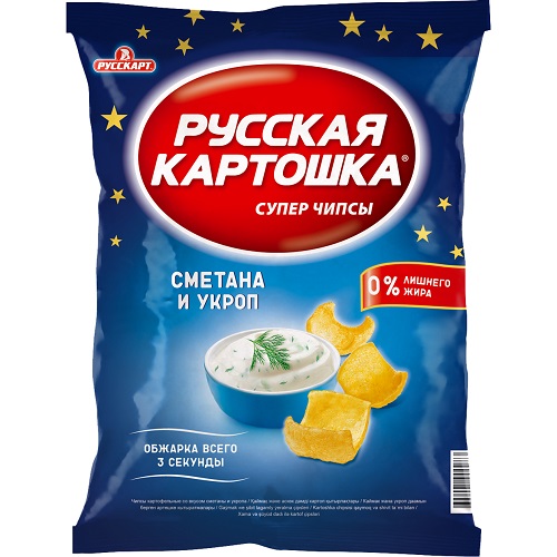 Чипсы Сметана и укроп, Русская картошка, 150 гр.