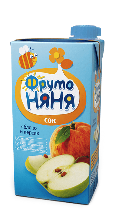 Сок из яблок и персиков неосветленный, ФрутоНяня, 0,5 л