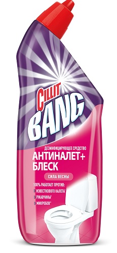Чистящее и дезинфицирующее средство для туалета Антиналет+блеск Сила весны, Cillit Bang, 750 мл
