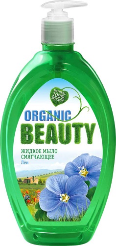 Жидкое мыло смягчающее Лён, Organic Beauty, 500 мл.
