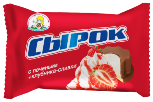 Сырок творожный с печеньем + клубника со сливками, Молочная страна, 45 гр