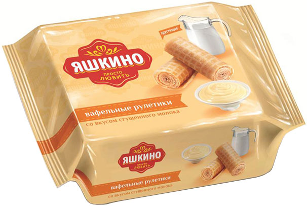 Рулетики вафельные со вкусом Сгущенного молока, Яшкино, 160 гр