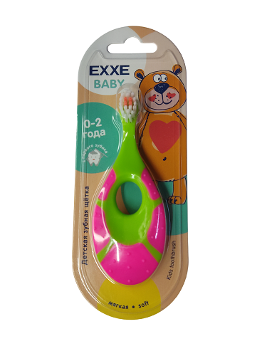 Зубная щетка-прорезыватель детcкая 0-2 года (мягкая), EXXE Baby