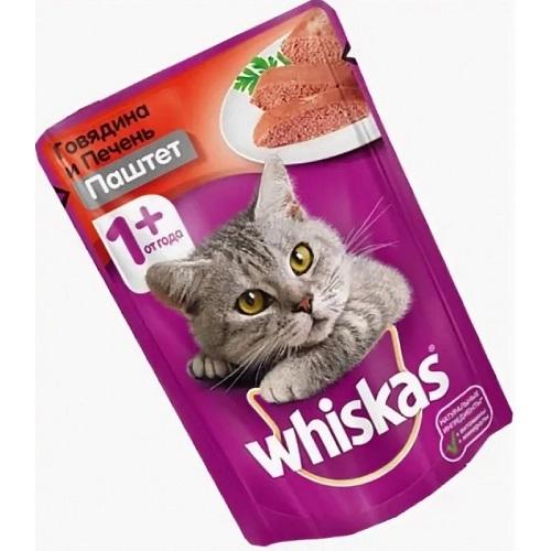 Корм для кошек Говядина и печень Паштет, Whiskas, 85 гр