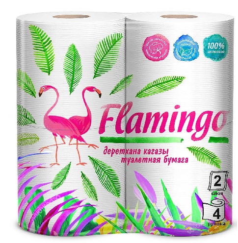 Туалетная бумага 2-х сл., Flamingo, 4 рулона