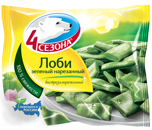 Лоби зеленый нарезанный замороженный, 4 сезона, 400 гр