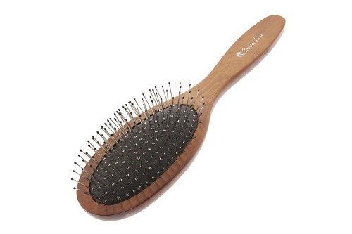 Расческа для волос массажная, деревянная с металлическими зубцами, Scarlet line (DOK 8482 HM)