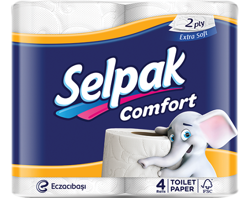 Туалетная бумага 2-х сл. Яблоко, Selpak Comfort, 4 рул.