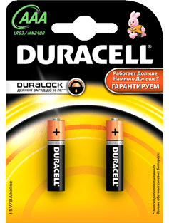 Батарейки ААA (Мизинчиковые), Duracell, 2 шт