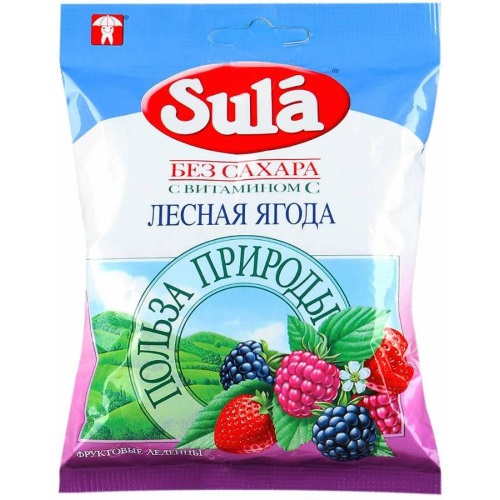 Карамель леденцовая без сахара Лесная ягода, Sula, 60 гр