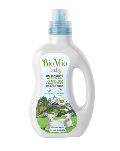 Экологичный гель для стирки и кондиционер для детского белья Bio-Sensitive, BioMio Baby, 1000 мл