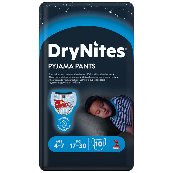 Подгузники-трусики урологические для мальчиков 4-7 лет (17-30 кг), Huggies Dry Nites, 10 шт