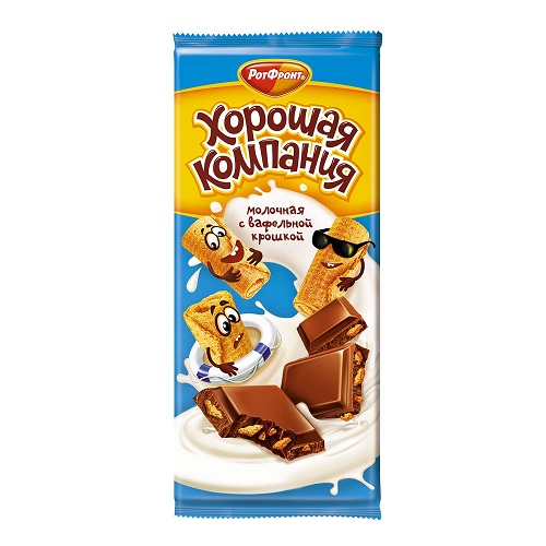 Шоколад молочный с вафельной крошкой Хорошая компания, РотФронт, 80 гр
