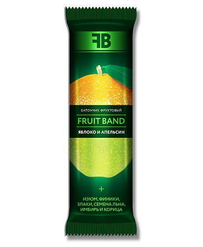 Фруктовый батончик Яблоко и апельсин, Fruit Band, 40 гр