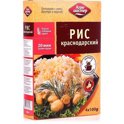 Рис краснодарский в варочных пакетиках, Агро Мастер, 4 х 100 гр