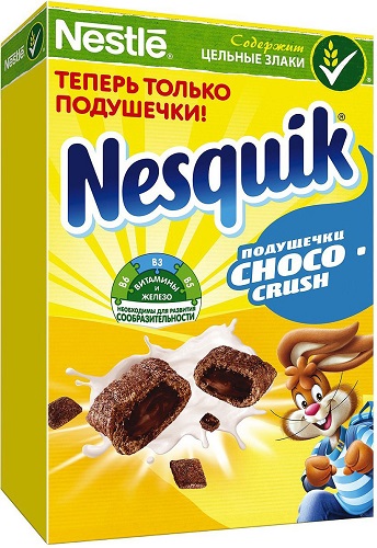 Готовый завтрак Злаковые подушечки с шоколадной начинкой Choco-Crush, Nesquik, 220 гр