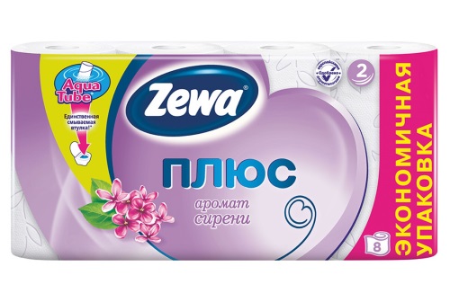 Туалетная бумага аромат Сирени, Zewa Плюс, 8 рул.