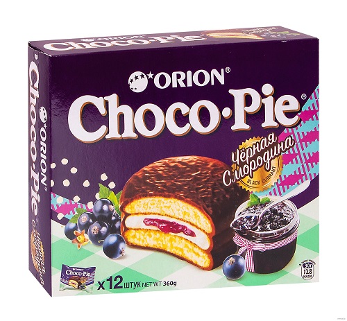Печенье с зефирной прослойкой в шоколадной глазури Черная смородина, Choco Pie, 12 х 30 гр.
