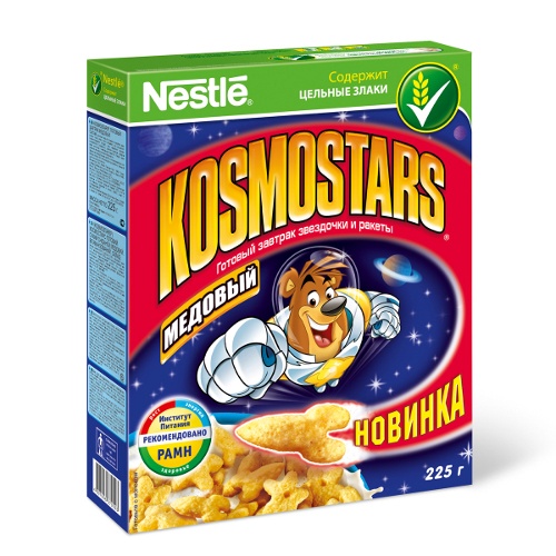 Завтрак готовый, медовые звездочки и галактики (коробка), Kosmostars 225 гр