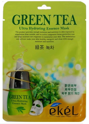 Тканевая маска для лица с экстрактом зеленого чая Green Tea, Ekel 