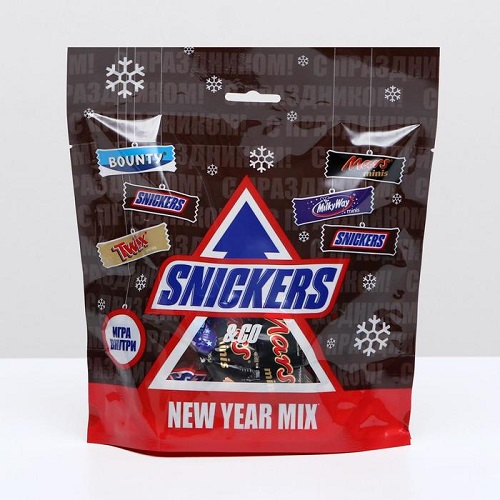 Подарочный набор шоколадных батончиков New Year Mix, Snickers, 278 гр (игра внутри)