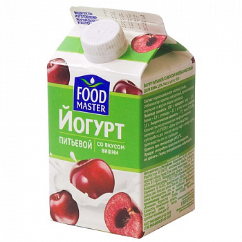 Йогурт питьевой со вкусом вишни 2% (тетрапак), FoodMaster, 450 гр