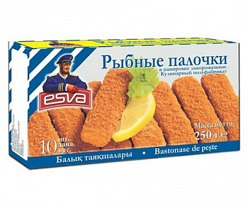 Рыбные палочки в панировке замороженные, Esva, 250 гр