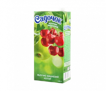 Напиток Яблоко-вишня-черноплодная рябина, Садочок, 0,95 л.