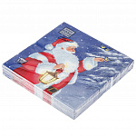 Салфетки бумажные новогодние Дед Мороз и синичка 33х33 см 3-х сл., Bouquet, 20 шт