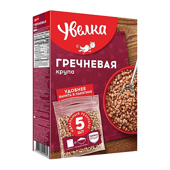 Крупа гречневая в пакетиках, Увелка, 5 шт х 80 гр