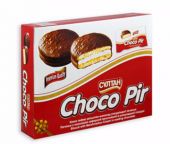 Печенье с кокосовой зефирной прослойкой в шоколадной глазури Choco Pir, Султан, 8 х 30 гр.