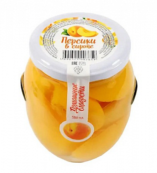 Персики в сиропе, Домашние сладости, 580 мл
