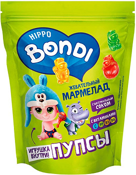 Жевательный мармелад с игрушкой «Пупсы», Hippo Bondi, 100 гр